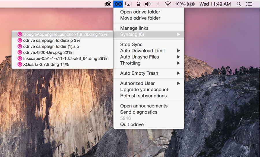 Track sync in real-time from your system tray