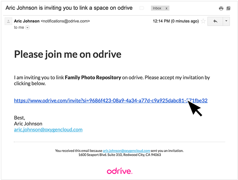 Users you invite receive an email with link